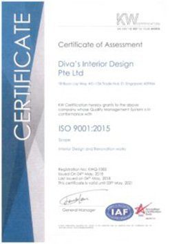 ISO Certificate of Assessment Diva's Interior Design
